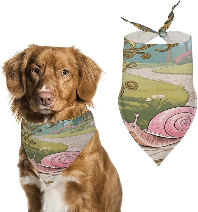 Dog Bandana Spring Pet Scarf Adjustable Triangle Snail (Art Nouveau) Printing Dog Bib Washable Polyester Puppy Bandana for Small Medium Large Dogs Cat Birthday Party Supplies