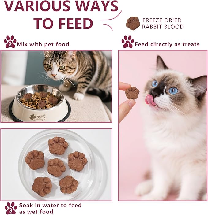 Freeze-Dried Dog & Cat Treats – Iron-Rich Rabbit Blood, High Protein Training Rewards, Grain Free Gluten Free Filler Free Healthy Pet Snacks 4.5 oz