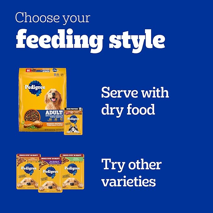 Pedigree High Protein Dog Food,Adult Wet Dog Food Pouches,Variety Pack,3.5 oz. Pouches,30 Count (Pack of 2)