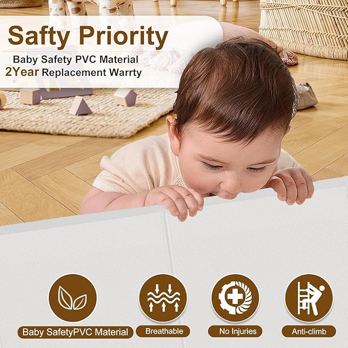 100 inch Retractable Baby Gates 42 inch Tall, Retractable Gate with Reinforced Strip Design to Prevent Crawling Through, 8 FT Extra Wide Retractable Dog Gate for Indoor/Outdoor