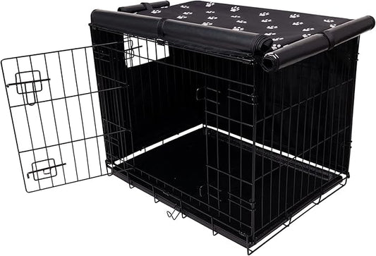 Pet Prime Dog Crate Cover Indoor/Outdoor Durable Windproof 600D Oxford Fabric Pet Kennel Cover Fit for 24 30 36 42 48 Inches Wire Dog Crate for Small and Large Dogs-Cover Only(42 Inch (42"x28"x30"))