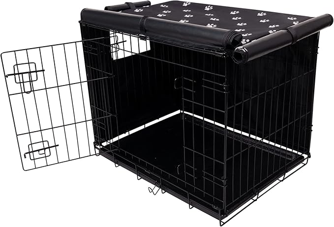 Pet Prime Dog Crate Cover Indoor/Outdoor Durable Windproof 600D Oxford Fabric Pet Kennel Cover Fit for 24 30 36 42 48 Inches Wire Dog Crate for Small and Large Dogs-Cover Only (36 Inch (36"x23"x25"))
