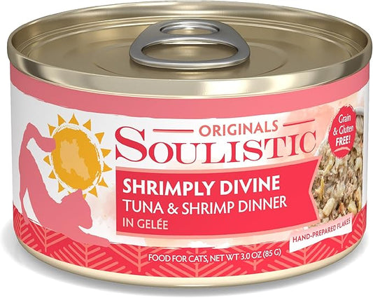 Soulistic Originals, Shrimply Divine Tuna and Shrimp Dinner in Gelée, 3oz Can, Pack of 12