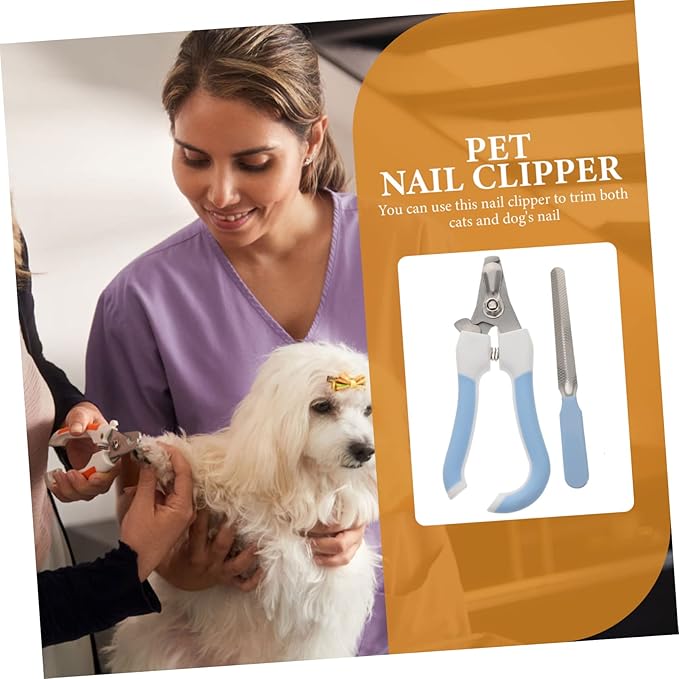 POPETPOP 2-Piece PET Nail Clipper Set Professional Dog Cat Nail Trimmers with File Portable Easy to Use for Home Grooming