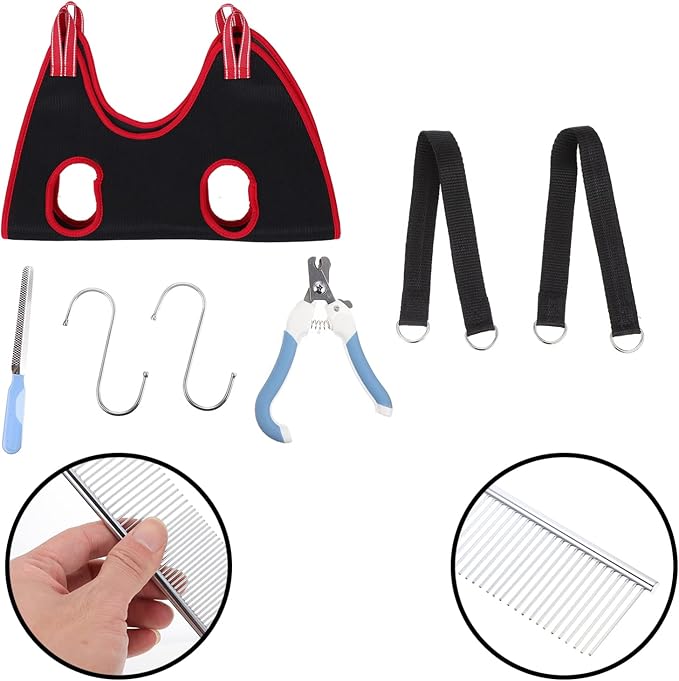 GALPADA 1set Pet Grooming Tools Ergonomic Cat Dog Nail Clipper Grooming Hammock for Easy Trimming Includes Pet Comb Convenient for Nail Care and Cleaning