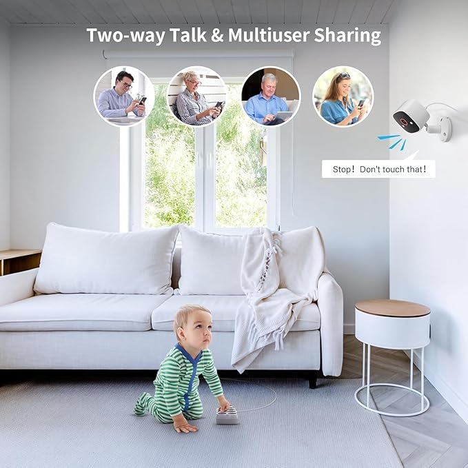 Jennov 2K Security Camera, WiFi Indoor Camera for Home Security, Plug in Powered Pet Cam, Dual-Band (5GHz/2.4GHz), Color Night Vision, 2-Way Audio, Human Motion Detection, IP66 Waterproof Outdoor