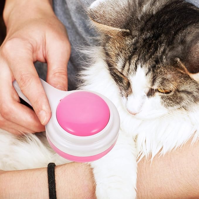 HEMOTON Pet Grooming Brush and Household Fur Comb, Multi-function Pink Plastic Deshedding Tool for Cats, Dogs, and Kittens, Portable Pet Hair Removal Accessory for Home Use