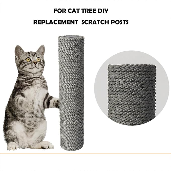 2Pcs M10 Cat Tree Replacement Post - Gray Kraft Paper Cat Scratching Post Replacement Pole DIY M10 Bolt Sturdy PVC Tubes Screws Included (3.46 * 11.8")