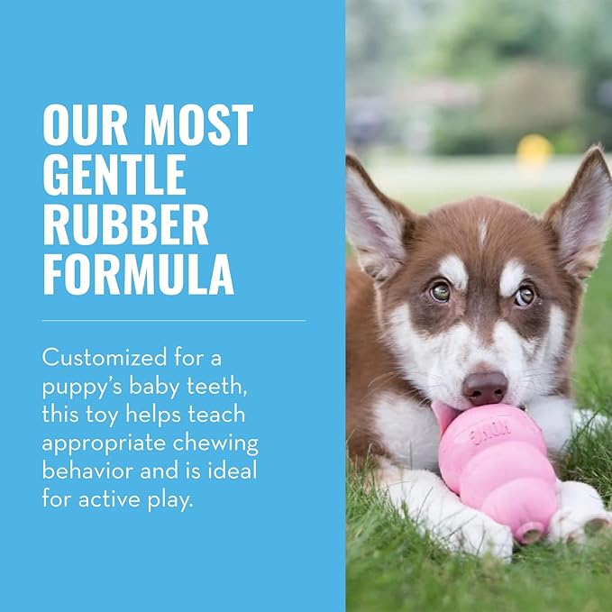 KONG Puppy - Natural Teething Rubber Chew Toy for Dogs - Stuffable Dog Toy for Extended Playtime - Chew & Fetch Toy for Puppies - for XS Puppies - Pink