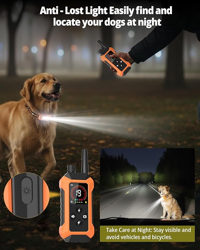 4 Dog Training Collar with Remote Control(5–150Lbs), 4400FT Waterproof Shock Collar for Dogs 4 Pack Rechargeable 5 Training Modes Electric Dog Collar with Light, E Collars for Small Medium Large Dogs