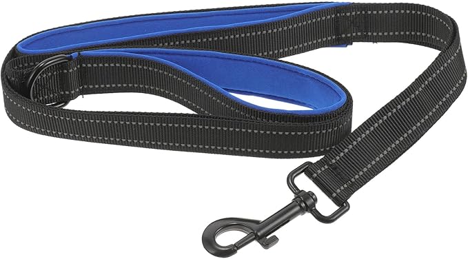 Dog Leash Rope Double-Layer Nylon Reflective Pulling Training Leash Thickened Medium Large Dogs Outdoor Walking Pet Supplies Black Blue