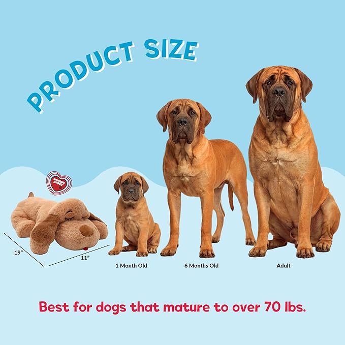 Snuggle Puppy Original for Large Breeds - Heartbeat Puppy for Dogs - Pet Anxiety Relief and Calming Aid - Comfort Dog Toy - Behavioral Training and Sleep Aid Cuddle Buddy - Biscuit