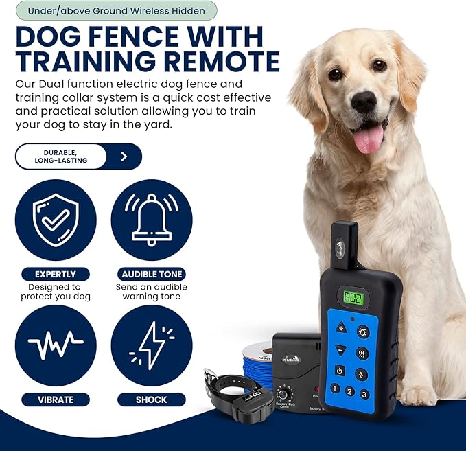 My Pet Command Underground Wireless Dog shock collar Fence System, Dual Function With Remote Dog Training Collar System Safe Pet Containment Waterproof Extra Thick Durable Polyolefin 13 AWG Wire Fence