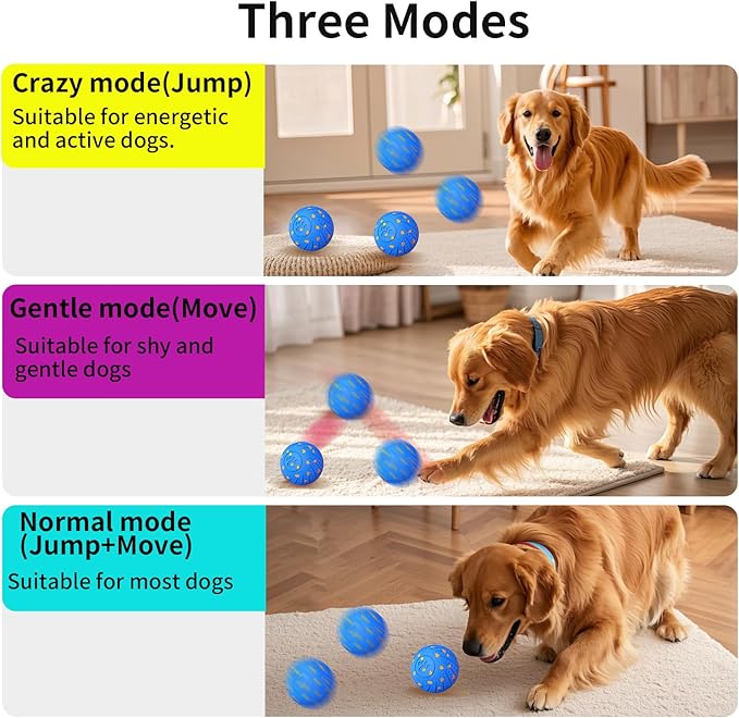 2-in-1 Interactive Dog Ball Toy for Aggressive Chewers, Automatic Moving & Bouncing E-TPU Dog Ball, 3 Modes Smart Pet Toy with Motion Sensor, USB-C Rechargeable Enrichment Toy for Medium Large Dogs