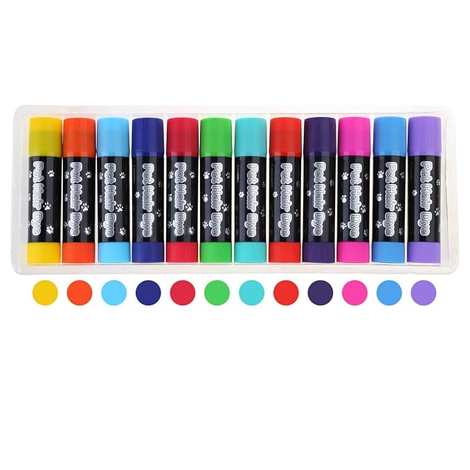 12 Color Pet Hair Dye Chalk Safe and Fun For, Halloween, Party Pet Hair Coloring For, Halloween Grooming Supplies