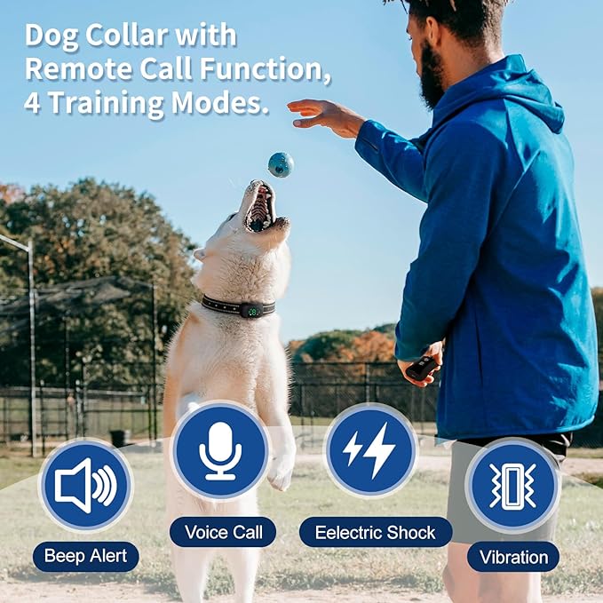 Dog Shock Collar, 4900FT Dog Training Collar with Call Function & LED Light, IP67 Waterproof Rechargeable E-Collar for Dogs 10-120Ibs,4 Training Modes for All Breeds