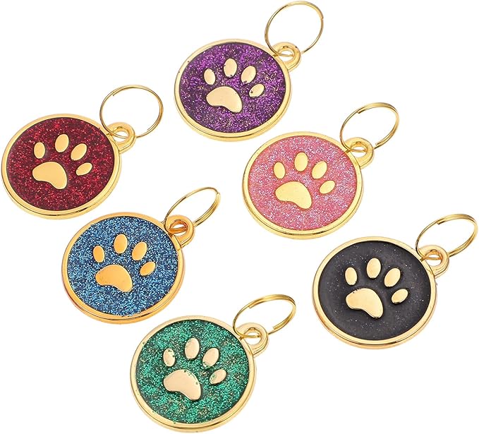 DOITOOL 6 Pcs Dog Id Tags Zinc Alloy Pet Collar Pendants Multi-Color Anti-Lost Metal Hanging Boards for Dogs and Cats Pet Supplies
