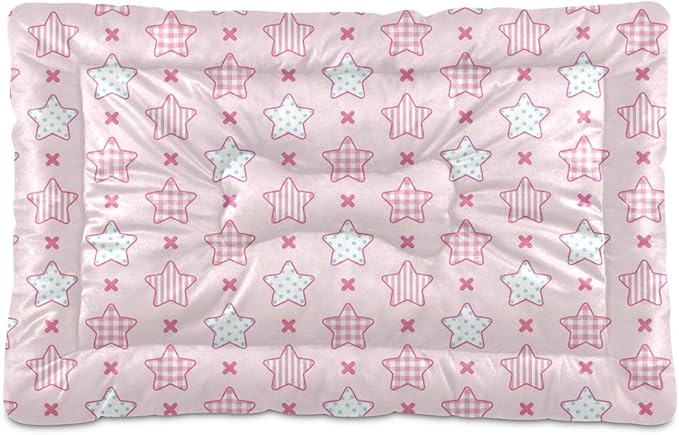 Dog Bed for Crate Washable Pet Sleep Pad, Stars Kennel Mat with Non-Slip Bottom, Soft Fluffy Supplies Pet for Dogs and Cats (36x24 inch)