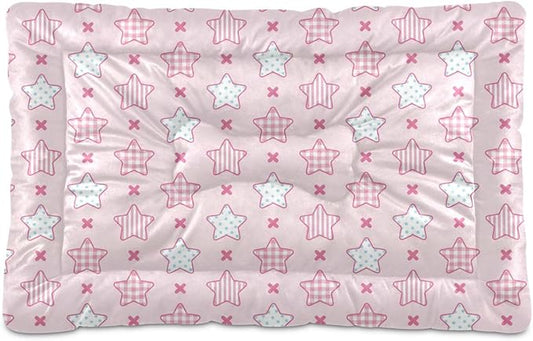 Dog Bed for Crate Washable Pet Sleep Pad, Stars Kennel Mat with Non-Slip Bottom, Soft Fluffy Supplies Pet for Dogs and Cats (36x24 inch)