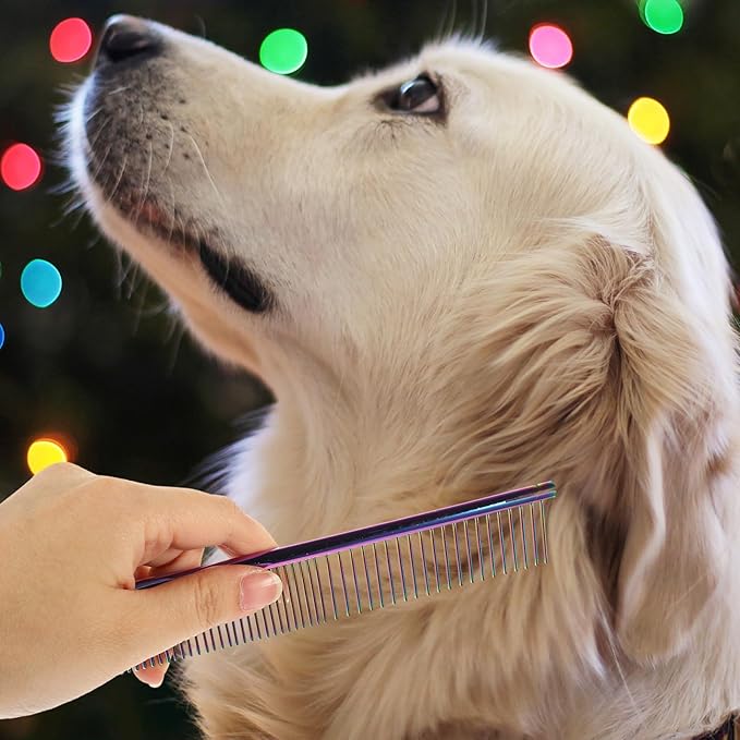 Kichvoe 3pcs Multi-function Pet Comb Set with Wear-resistant Stainless Steel Teeth, Lightweight Aluminum Dematting Combs for Dogs and Cats, Portable Grooming Tools for Puppy and Cat Hair