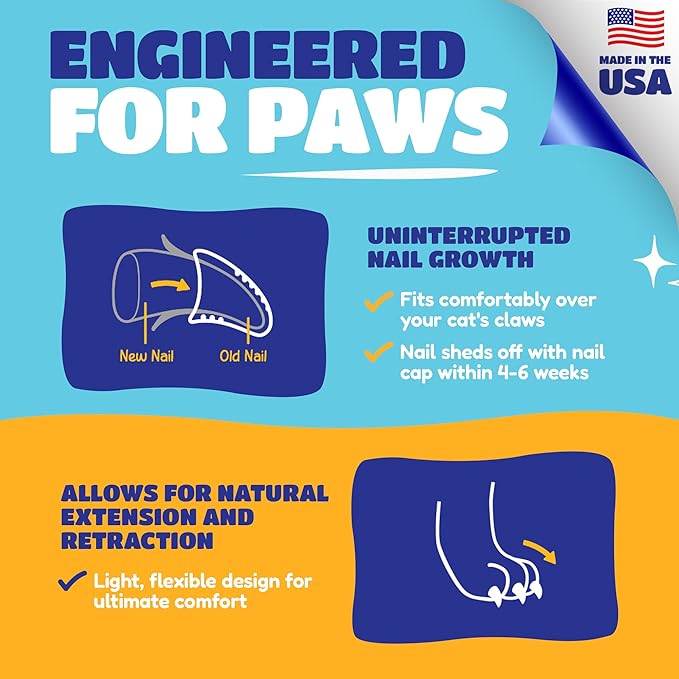 Soft Claws Cat Nail Caps for Medium Cats – (40 Caps, Red) - Made in USA - Veterinarian-Developed | Protects Furniture & Skin - Easy to Apply, Long-Lasting Anti-Scratch Soft Cat Claw Covers.