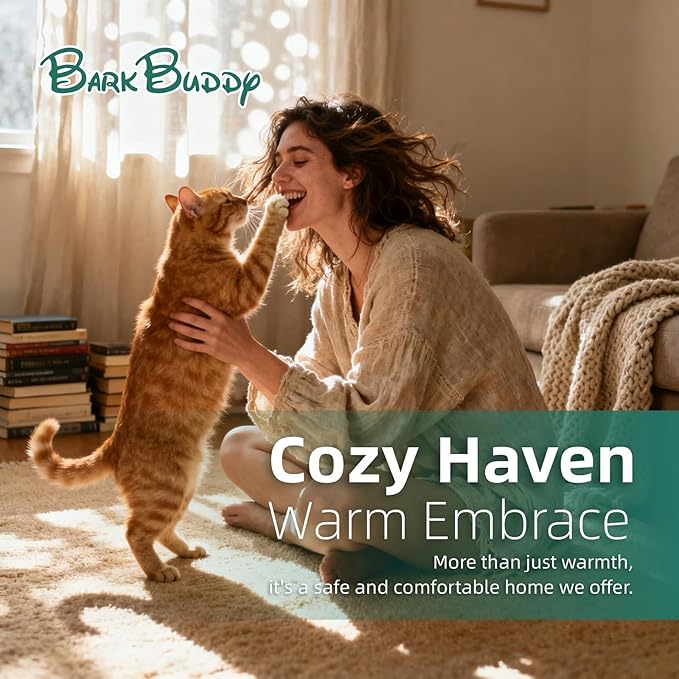 BARKBUDDY Heated Cat House for Outdoor & Indoor Use in Winer, 113°F Constant-Temperature Heating Pad Waterproof Windproof Warm Shelter Cat Houses (Green, Large (25" L x 17" W x 20" H))