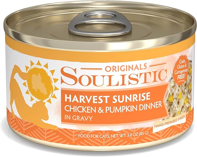 Soulistic Originals, Harvest Sunrise Chicken and Pumpkin Dinner in Gravy, 3oz Can, Pack of 12