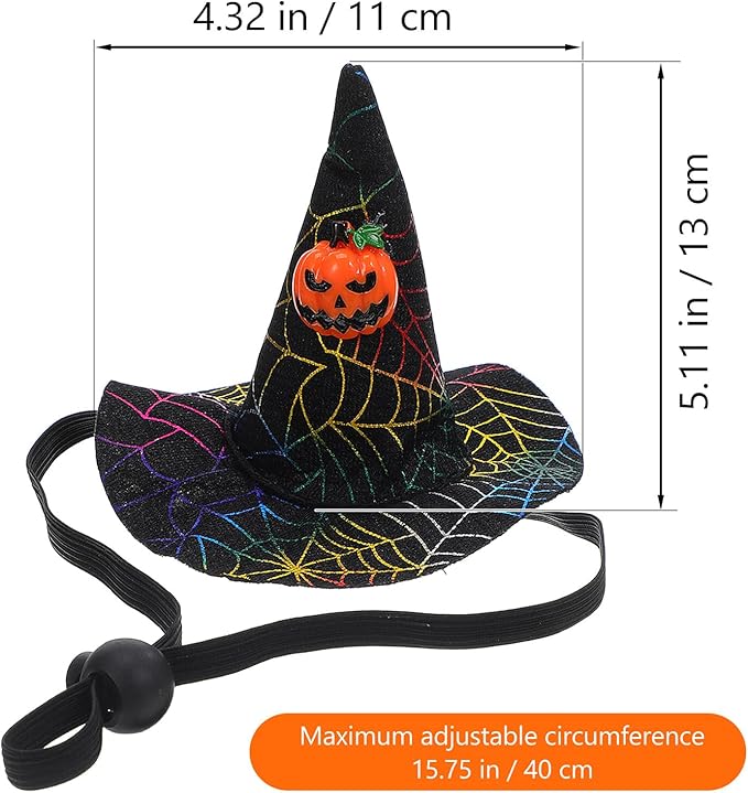 2pcs Halloween Pet Hat Adjustable Cosplay Costume Hat for Dogs Puppies with Black Pumpkin for Halloween Pet Supplies Random Color