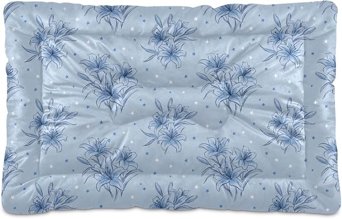 Dog Bed for Crate Washable Pet Sleep Pad, Floral Print Kennel Mat with Non-Slip Bottom, Soft Fluffy Supplies Pet for Dogs and Cats (36x24 inch)