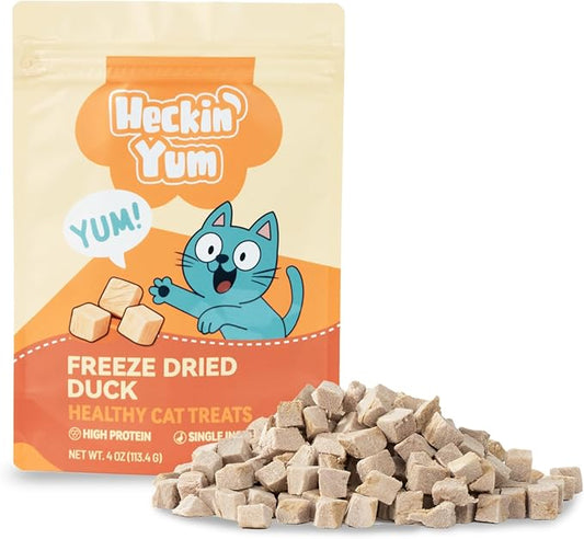 Freeze Dried Duck Cat Treats 4 oz- Single Ingredient, Grain-Free, Gluten-Free, Filler-Free Freeze Dried Raw Cat Food Topper