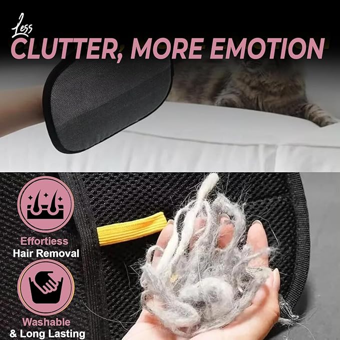 Pet Hair Removal Glove & Comb for Cats and Dogs – 2-in-1 Grooming and Deshedding Glove – Gentle Silicone Brush for Shedding, Bathing & Massage