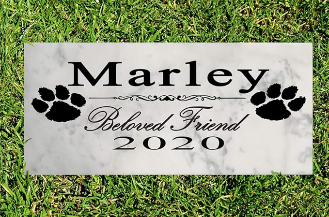 Broad Bay Dog Pet Memorial Gift Stone Solid Marble Personalized Pet Plaque Garden Marker Indoor or Outdoor Grave Headstone 12" x 6" (Beloved Friend)