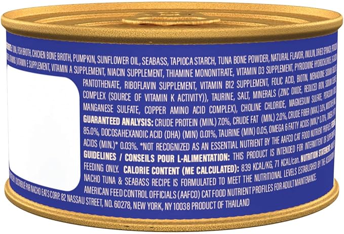 Made by Nacho Flaked Filets Recipe in Bone Broth, Grain-Free Chef's Selects Wet Food for Cats Balanced Diet in Naturally Hydrating Pumpkin-Infused Broth (3.0 oz (Pack of 12), Tuna & Sea Bass)