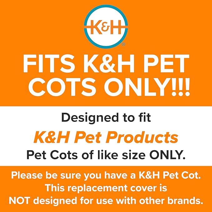 K&H Pet Products Dog Cot Replacement Cover, Designed to fit K&H Medium Pet Cots (Sold Separately), Indoor Outdoor, Breathable Cooling Mesh Center, Machine Washable - Medium 32 X 25in Gray