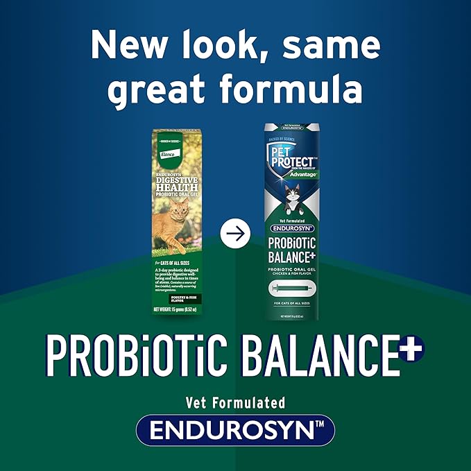 Pet Protect Cat Probiotic Balance+ Oral Gel, Vet-Formulated Endurosyn, Prebiotics & Probiotics for Cats, 3-Day Supply, Chicken & Fish Flavor (15g)