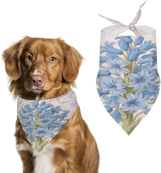 Dog Bandana Spring Pet Scarf Adjustable Triangle Lovely Flower Pattern Printing Dog Bib Washable Polyester Puppy Bandana for Small Medium Large Dogs Cat Birthday Party Supplies