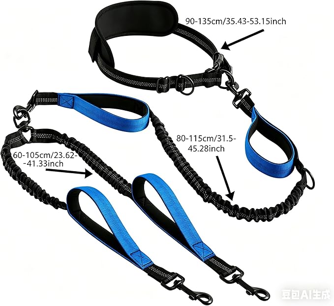 Dog Leash Retractable Running Fitness One-to-Two Leash, 360° Rotating Stainless Steel Buckle, Pet Supplies