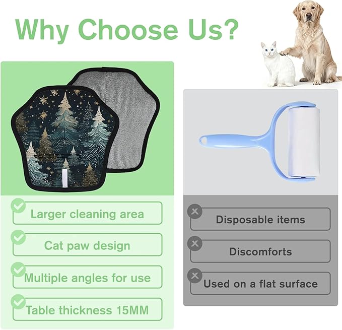 Reusable Pet Hair Removal Glove Winter Trees Magic Brush for Cat & Dog Hair Remover for Car, Sofa, Bedding, Clothes - 9x9 Mitt Washable