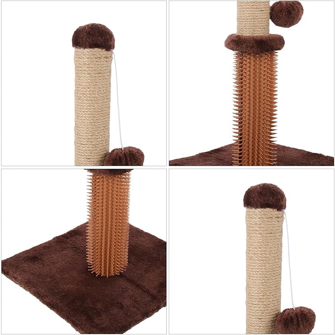 VOSAREA Cat Scratching Post Sturdy Floor Scratching Pole with Palm Plush Cover, Reusable Kitten Accessory for Indoor Cats, Comfortable Climbing Scratcher for Daily Use