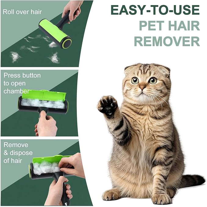 Pet Hair Remover, Resurable Lint Roller for Pet Hair, Cat and Dog Hair Remover for Furniture, Couch, Carpet, Clothing and Bedding - Portable, Multi-Surface Fur Removal Tool