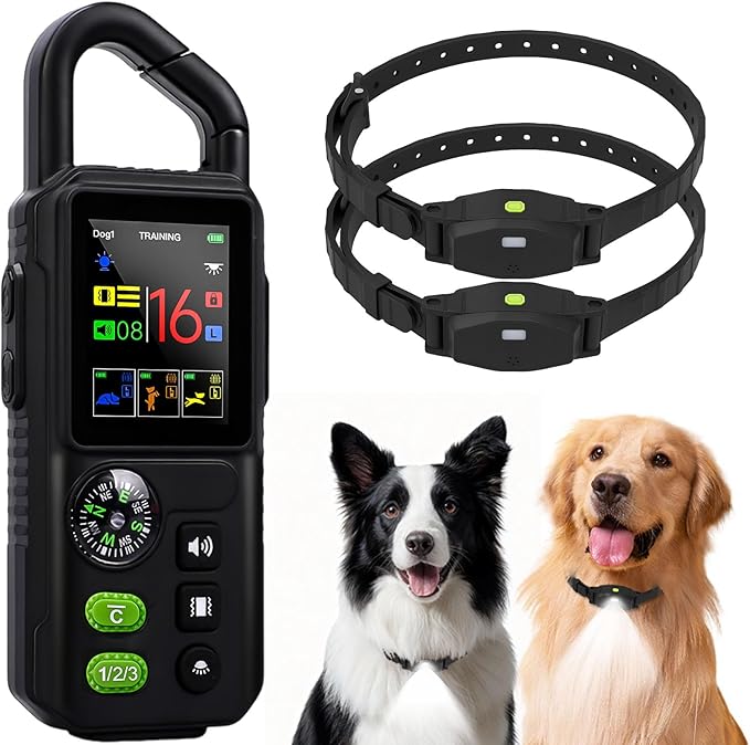 Wireless Dog Fence System for 2 Dogs with Lighting, Adjustable 5 in 1 Electric Fence with Remote, 8 Adjustable Range, 3 Training Mode, Waterproof Training Collar Rechargeable
