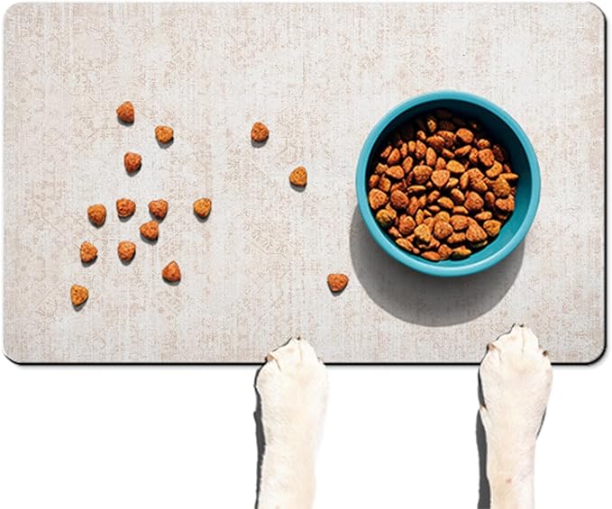 Dog Food Mat for Floors Waterproof Quick Dry Pet Placemat Cat Feeding Bowls Mats for Food and Water, Eco-Friendly Dog Accessories Diatomite Pets Supplies 17" X 30"