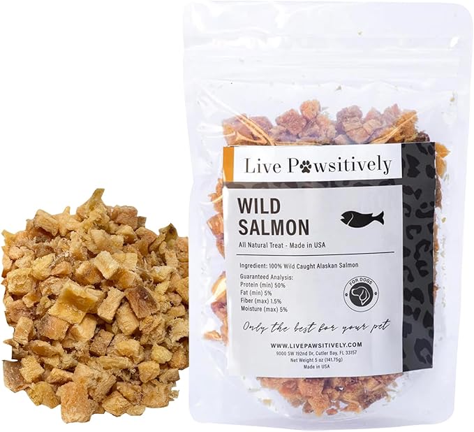 All-Natural Treat for Dogs & Cats, Single Ingredient, Picky Eaters, Grain & Gluten Free, Freeze Dried Wild Salmon, No Preservatives, Made in USA
