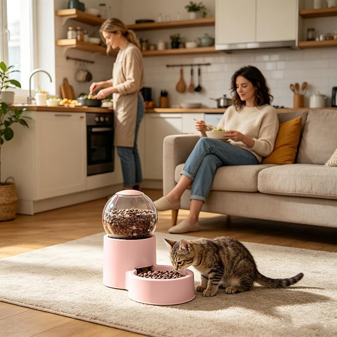 Automatic Pet Feeder - Large Capacity Dog Food, Water Dispenser Bowl Feeding System Reliable Continuous Supply Design for Controlled Portion Support for Puppies and Small to Medium