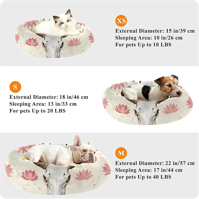 Pet Dog Bed Warm & Soft fluffier Calming Bed for Small Size Pets Supplies Desert Cow Design