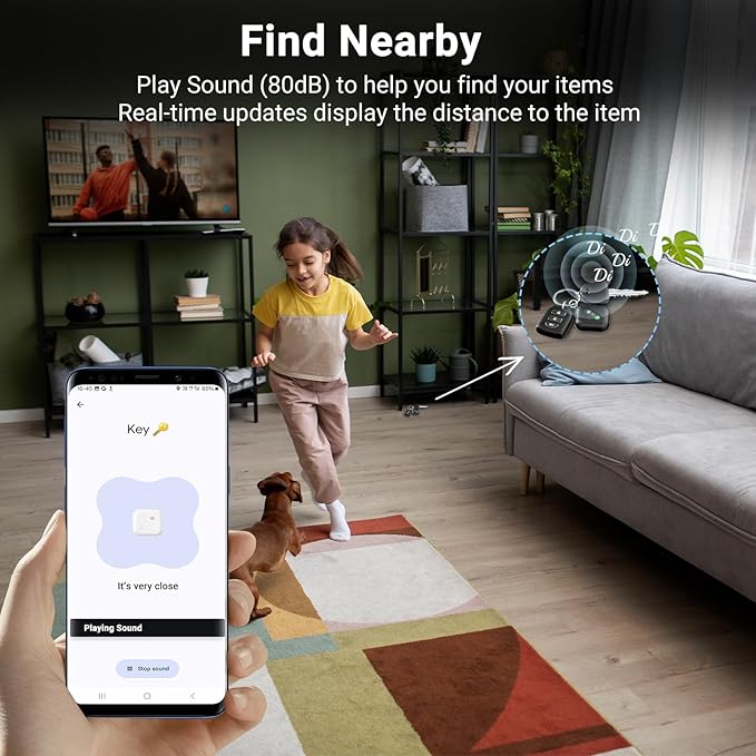 Dual-System Compatible Bluetooth Tracker for iOS or Android Key Finder, Item Locator, Smart Luggage Tracker, Pet Tracker Works with Apple Find My or Google Find Hub IP67 Waterproof Rating (2-Pack)