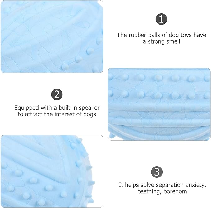Amosfun Small Dog Squeaky Rubber Ball Chew Interactive Blue Ball for Puppies Pet Supplies