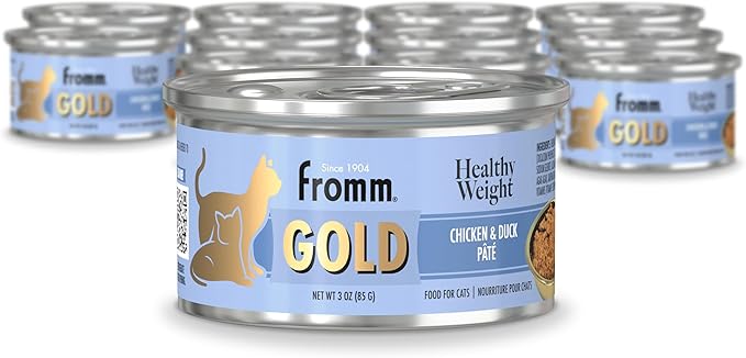 Fromm Healthy Weight Gold Chicken & Duck Pate Cat Food - Premium Wet Cat Food - Chicken Recipe - Case of (12) 3 oz Cans