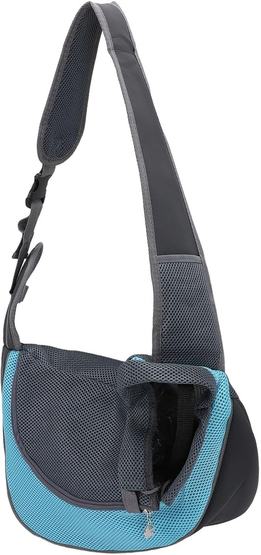 Pssopp Dog Supplies Breathable Puppy Sling Adjustable Neck Pet Carrier Purse for Outdoor Outings Camping Travel Small Cat Dog Sling Carrier, Travel (L)