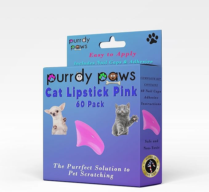 Soft Nail Caps 60 Packs for Cats - Lipstick Pink Large